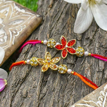 गैलरी व्यूवर में इमेज लोड करें, Elegant Floral Rakhi Set of 2