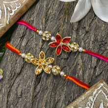 गैलरी व्यूवर में इमेज लोड करें, Elegant Floral Rakhi Set of 2
