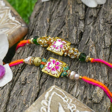 गैलरी व्यूवर में इमेज लोड करें, Stunning Hand-Painted Fancy Rakhi Set of 2