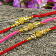 Load image into Gallery viewer, Chic Handcrafted Stone Beaded Rakhi Set of 3