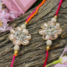Load image into Gallery viewer, Elegant Zinnia Floral Rakhi Set of 2