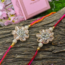 Load image into Gallery viewer, Elegant Zinnia Floral Rakhi Set of 2