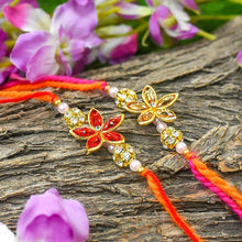 गैलरी व्यूवर में इमेज लोड करें, Elegant Floral Rakhi Set of 2
