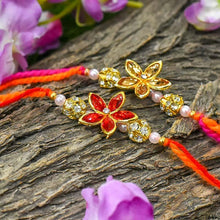 गैलरी व्यूवर में इमेज लोड करें, Elegant Floral Rakhi Set of 2