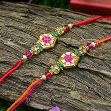 Load image into Gallery viewer, Hand painted Floral Rakhi (Set of 2)