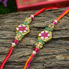 Load image into Gallery viewer, Hand painted Floral Rakhi (Set of 2)