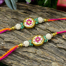 Load image into Gallery viewer, Hand painted Round Floral Rakhis (Set of 2)