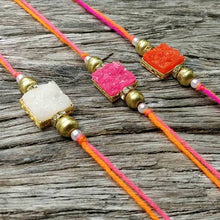 Load image into Gallery viewer, Dazzling Colorful Semi-Precious Stone Rakhi Set of 4