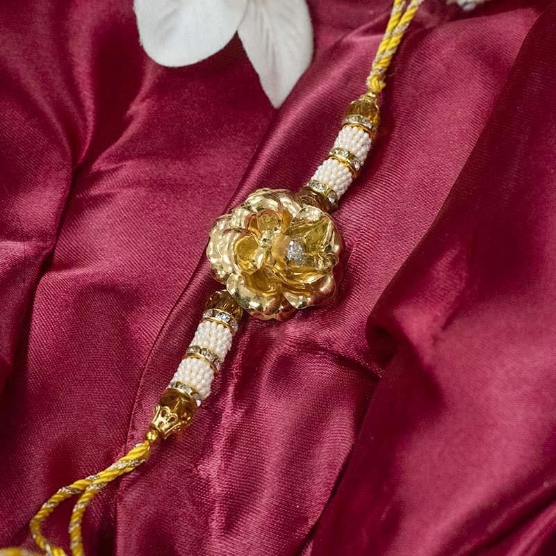 Exquisite Handcrafted 24K Gold Foil Rose Rakhi