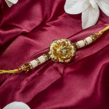 Load image into Gallery viewer, Exquisite Handcrafted 24K Gold Foil Rose Rakhi
