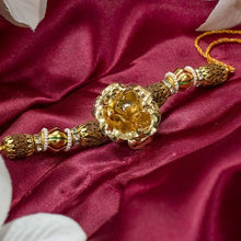 Load image into Gallery viewer, 24K Gold Foil Rose &amp; Rudraksha Rakhi
