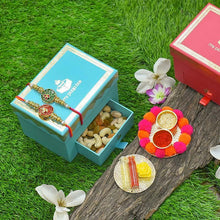 Load image into Gallery viewer, Ruby Red &amp; Emerald Green Bhaiya Rakhi Box
