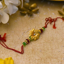 Load image into Gallery viewer, Beautiful Fleur 24K Gold Foil Rakhi
