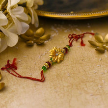 Load image into Gallery viewer, Beautiful Fleur 24K Gold Foil Rakhi
