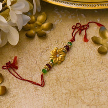 Load image into Gallery viewer, Beautiful Fleur 24K Gold Foil Rakhi
