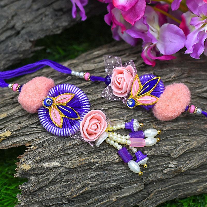 Purple Floral  Bhaiya Bhabhi Rakhi