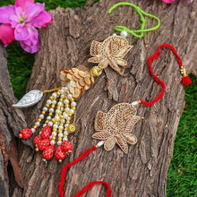 Load image into Gallery viewer, Zari Sequins Beads Ornate Bhaiya Bhabhi Rakhi
