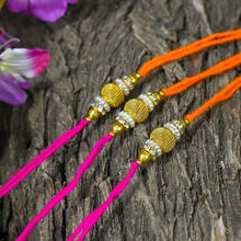 Load image into Gallery viewer, Modern Chic Golden Rakhi Set of 3
