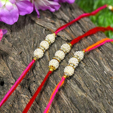 Load image into Gallery viewer, Suave Handcrafted White Beaded Rakhi (Set of 3)
