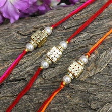 गैलरी व्यूवर में इमेज लोड करें, Golden Beaded Dice Rakhi Set of 3
