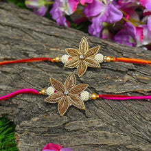 Load image into Gallery viewer, Floral Zardosi Rakhi Set of 2
