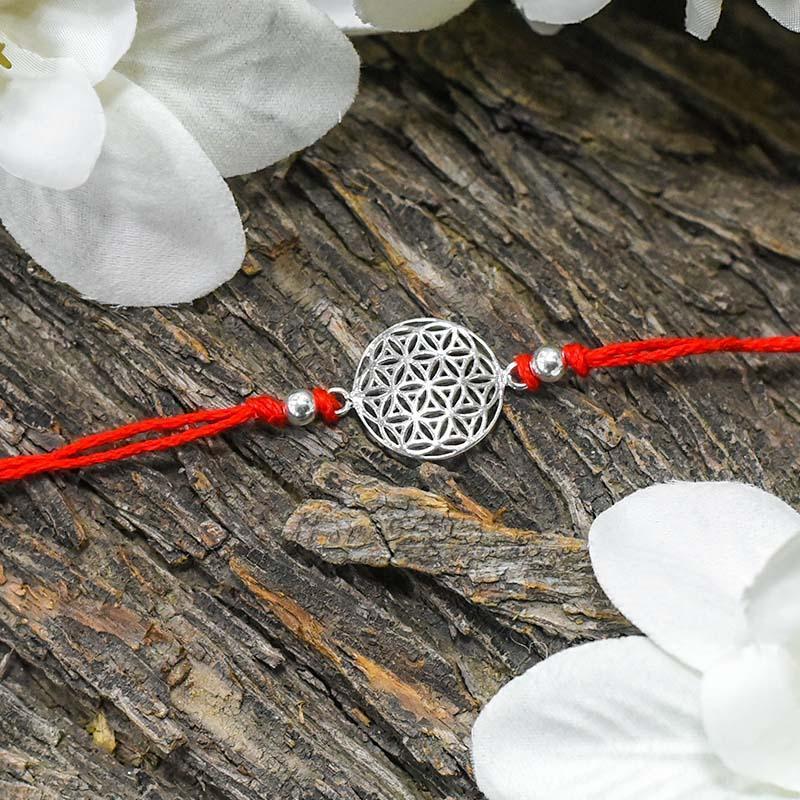 Flower Of Life Silver Rakhi