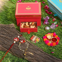 Load image into Gallery viewer, Bejewelled Pink Bhaiya Bhabi Rakhi Box
