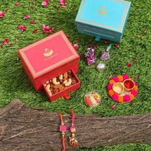 Load image into Gallery viewer, Chic Pink Stone Bhaiya Bhabi Rakhi Box
