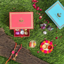 Load image into Gallery viewer, Chic Pink Stone Bhaiya Bhabi Rakhi Box
