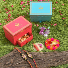 Load image into Gallery viewer, Hand Painted Rakhi Set of 2 Petite Rakhi Box
