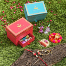 Load image into Gallery viewer, Sparkling Pink Crystal Bhaiya Bhabhi Rakhi Box
