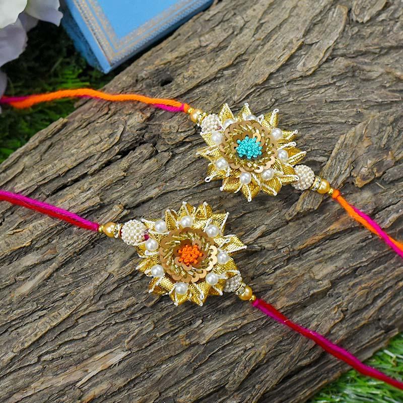 Chic Embroided Gota Patti Rakhi Set of 2