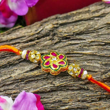 Load image into Gallery viewer, Floral Kundan Stylish Rakhi
