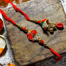 Load image into Gallery viewer, Embroidered Handcrafted Bhaiya Bhabhi Rakhi Lumba
