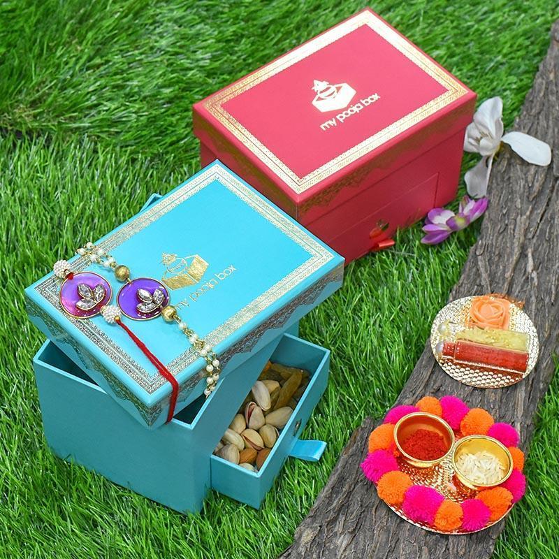 Bejewelled Pink Bhaiya Bhabi Rakhi Box