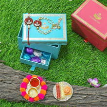 Load image into Gallery viewer, Bejewelled Red Bhaiya Bhabhi Rakhi Box
