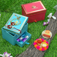 Load image into Gallery viewer, Bejewelled Red Bhaiya Bhabhi Rakhi Box
