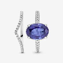 Load image into Gallery viewer, Shimmering Blue Halo Ring Set
