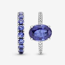 Load image into Gallery viewer, Shimmering Blue Halo Ring Set
